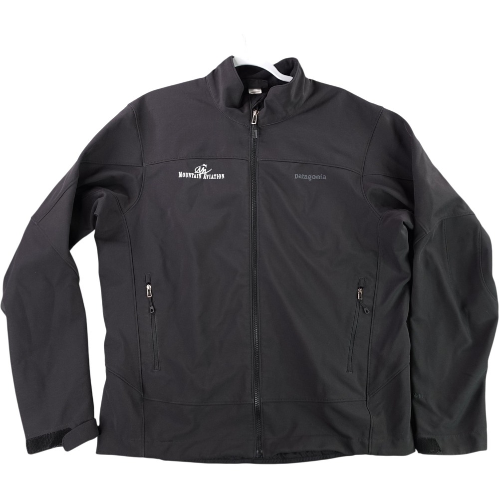 Patagonia Adze Jacket Men XL Black Polartec Softshell Mountain Aviation Logo